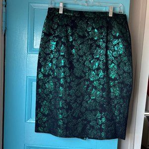 J Crew Green and Black Metallic Skirt size 10